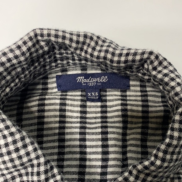 Madewell Gringham Long Sleeve Boyfriend Button Up XXS Black White - Picture 5 of 9